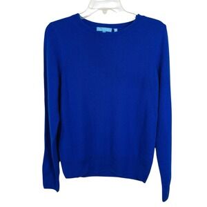 Draper‎ James Womens Royal Blue S Cashmere Long Sleeve Pullover Sweater Buttons